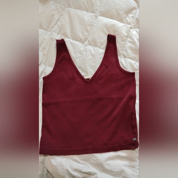 monk & lou | Woman's Burgundy Red Wine Fitted Ribbed Crop Top | Medium - Picture 8 of 8